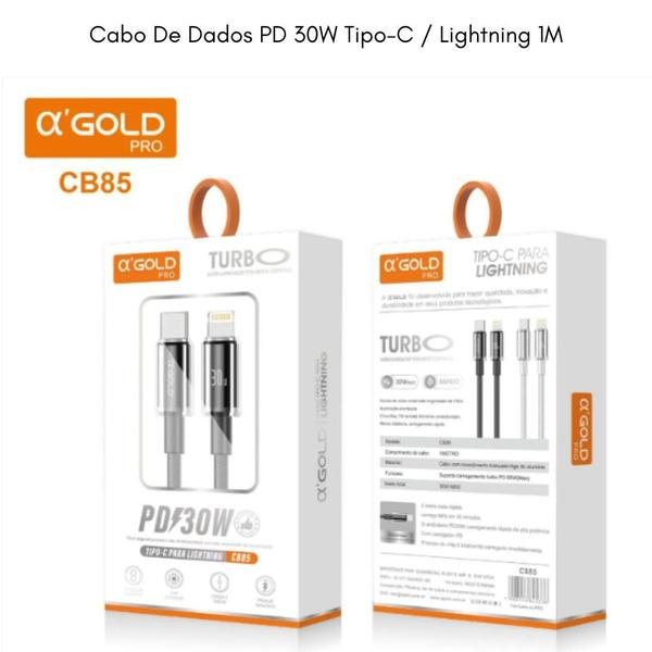 Imagem de  Cabo De Carregamento Dados PD 30W A'Gold Tipo-C / Lightning 1M