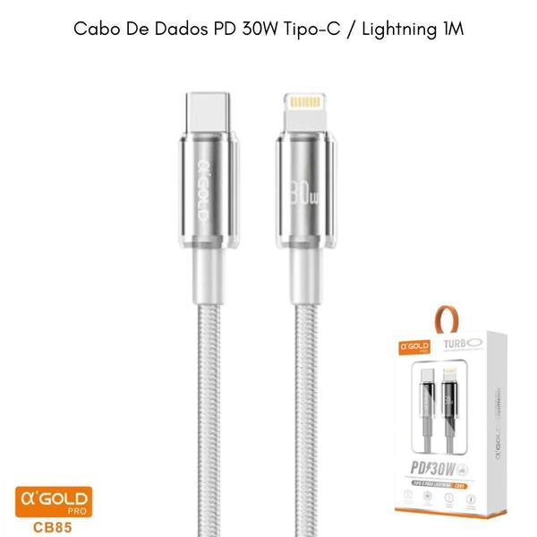 Imagem de Cabo De Carregamento Dados PD 30W A'Gold Tipo-C / Lightning 1M