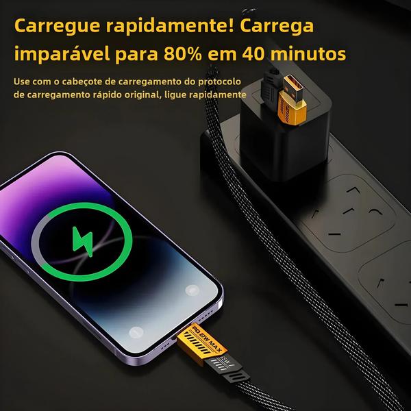 Imagem de Cabo de Carregamento Rápido 4 em 1 (65W/27W) com USB-C e PD - para iPhone 15, Samsung e Xiaomi