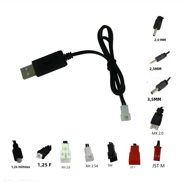 Imagem de Cabo De Carregamento USB JST SM 1.25 2.0 2.5 3.5 MX2.0 Plug Para RC Aeronave Helicóptero Brinquedos