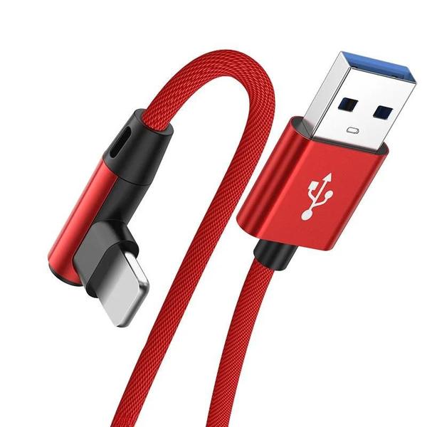 Imagem de Cabo De Cotovelo USB Trançado De Carregamento Rápido Para iPhone 14 13 12 11 pro XS Max XR X 90