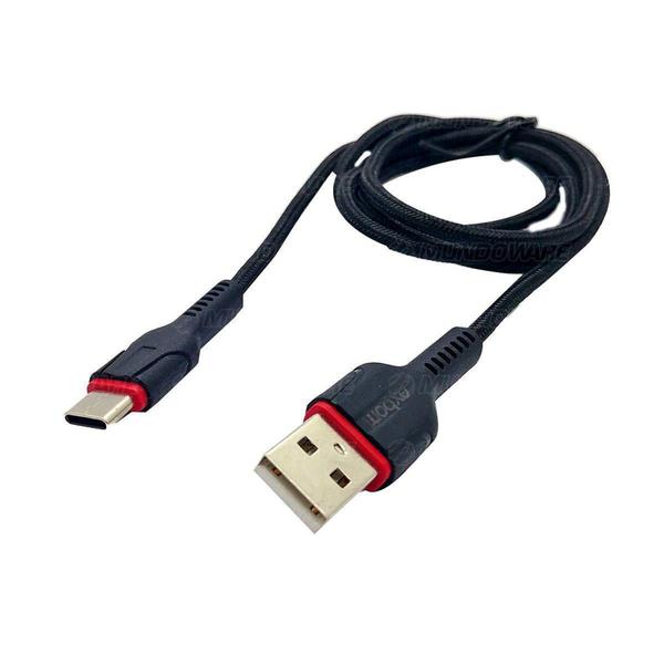 Imagem de Cabo de Dados e Carregamento USB Type-C Carrega Rápido USB 2.1A 1 Metro Exbom CBX-U2100TCB1 Preto