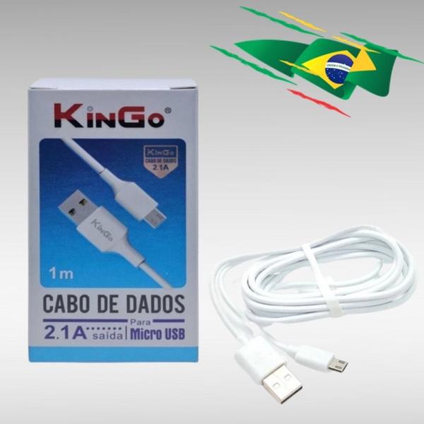 Imagem de Cabo De Dados Micro-usb V8 Branco Kingo 1m 2.1a