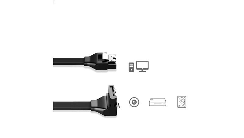 Imagem de Cabo De Dados Sata 3 - Conector de entrada Sata 90 Graus com Trava- 40 Cm - Cabo Azul