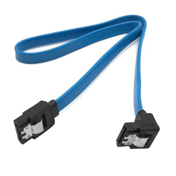 Imagem de Cabo De Dados Sata 3 - Conector de entrada Sata 90 Graus com Trava- 40 Cm - Cabo Azul