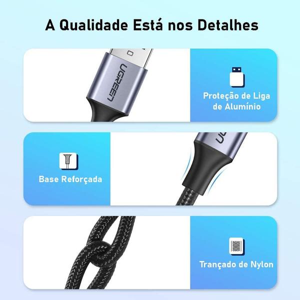 Imagem de Cabo de Dados Ugreen Us288 Usb 2.0 para Usb Tipo C 0,5 Metros 