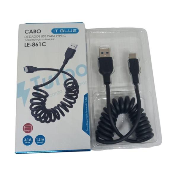 Imagem de Cabo de dados usb rapido tipo c 3.1a espiralado - ITBLUE