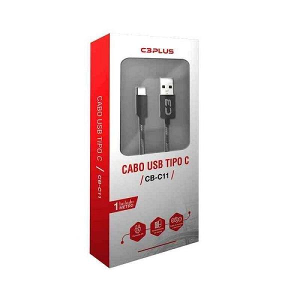 Imagem de Cabo de dados usb type-c 1m 2a c3tech cb-c11gbk preto