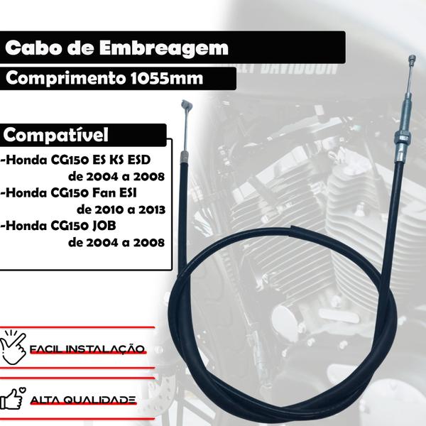 Imagem de Cabo De Embreagem Para Cg Titan 150 Ks Es Esd Job 2004 2005 2006 2007 2008 Da Fan 150 Esi 2010 2011 2012 2013 Pra Cg150