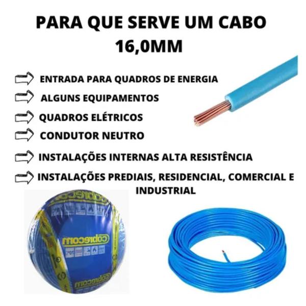 Imagem de Cabo De Energia Antichamas Azul Neutro 16,0mm 60 Metros 