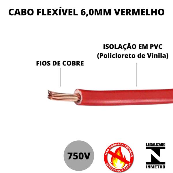 Imagem de Cabo De Energia Eletrica Bitola De 6,0mm Com 100 Metros 750v