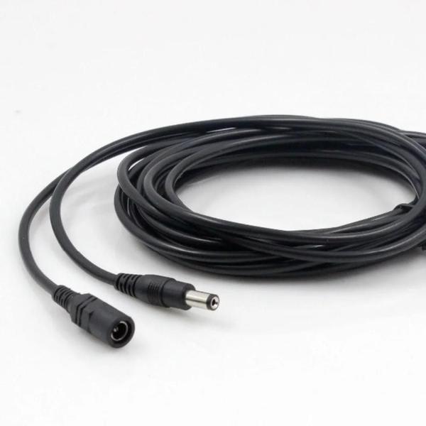 Imagem de Cabo de Extensão DC 12V - 5m/10m - Conector 2.1x5.5mm - Preto