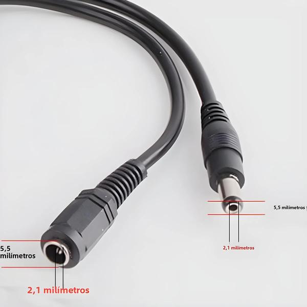 Imagem de Cabo de Extensão DC 12V - 5m/10m - Conector 2.1x5.5mm - Preto