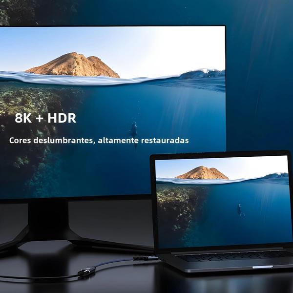 Imagem de Cabo De Extensão HDMI 8K Nylon Trançado HDMI 21 Macho Para Fêmea 8K 60Hz 4K 120Hz 48Gbps