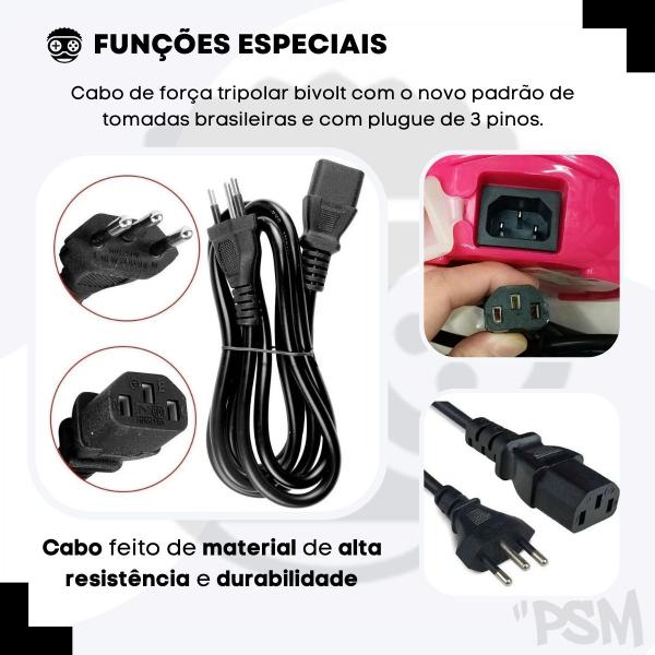 Imagem de Cabo De Força Pc Fonte Atx Cpu Gabinete Monitor Play 4 Pro Tv Polegadas Bivolt