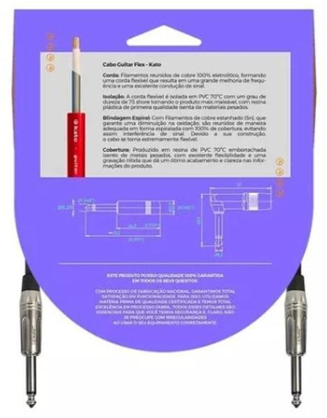 Imagem de Cabo De Guitarra E Instrumentos Kato P10 / P10 - 5 Metros