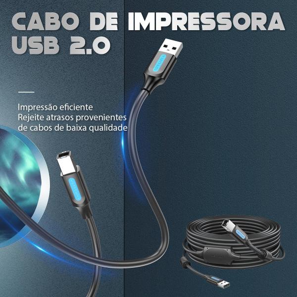 Imagem de Cabo De Impressora Vention Usb 2.0 x Usb Tipo-b Printter 1m