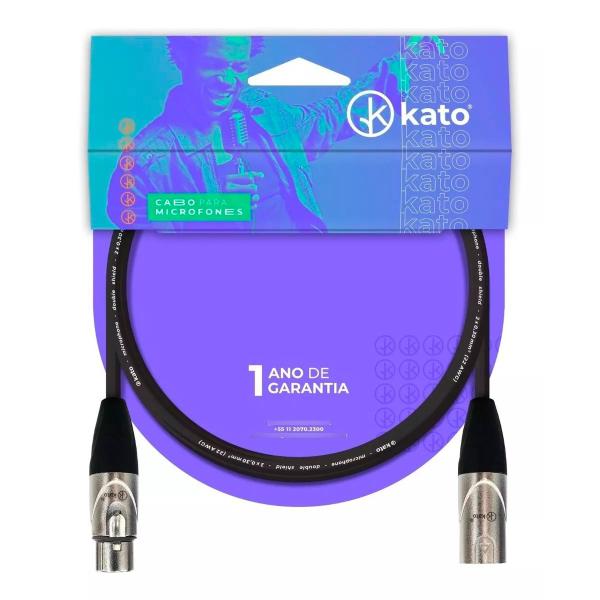 Imagem de Cabo de microfone balanceado xlr xlr kato k2 10 metros preto