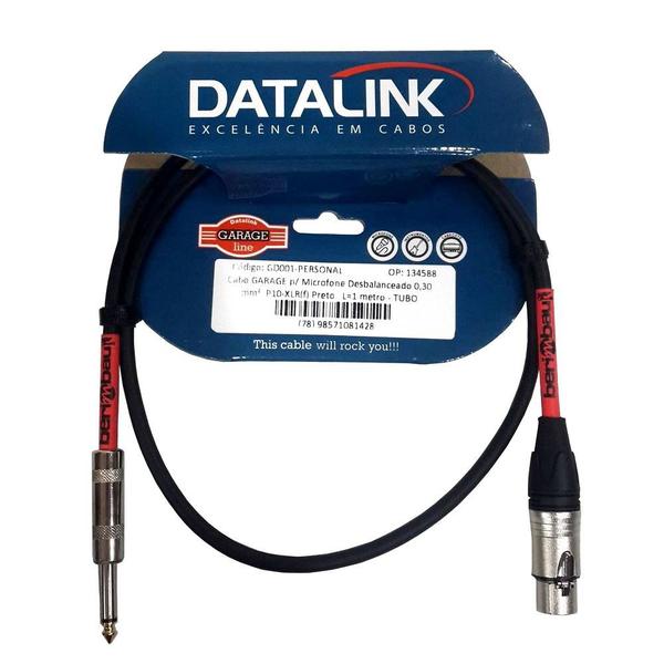 Imagem de Cabo de Microfone Datalink GD001 0.30mm 1 Metro - P10 / XLR(f)