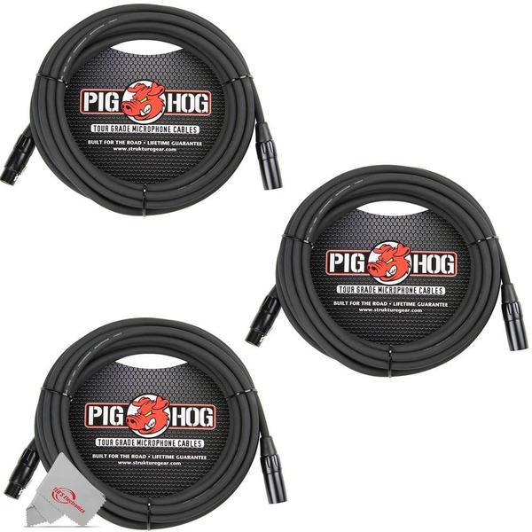 Imagem de Cabo de microfone Pig Hog PHM20 XLR M/F 6m, pacote com 3