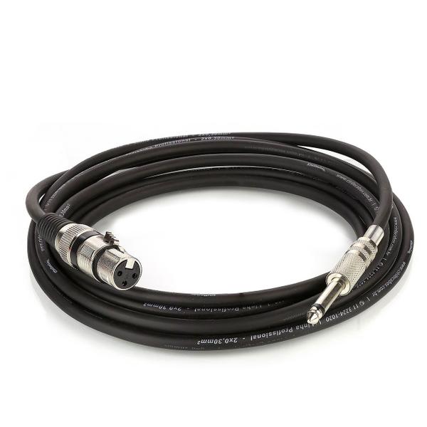 Imagem de Cabo de Microfone XLR Femea Para P10 Mono - Preto - 1 Metro