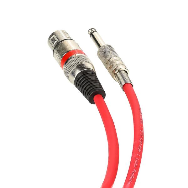 Imagem de Cabo de Microfone XLR Femea Para P10 Mono - Vermelho - 4 Metros