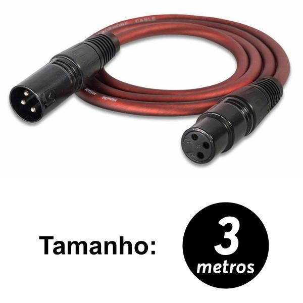 Imagem de Cabo de Microfone XLR Macho Fêmea, 3 m metros Alta Fidelidade, Balanceado, Amplificador Mixer Panthom