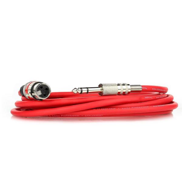 Imagem de Cabo De Microfone Xlr P10 Estereo - Vermelho - 4 Metros