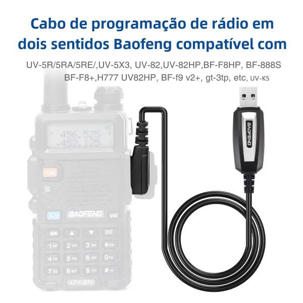 Imagem de Cabo de Programação para Walkie Talkies Baofeng UV-5R, UV-S9PLUS, UV-13, 16, 17, 21 Pro e Quansheng UV-K5