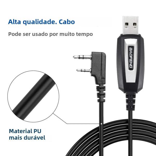 Imagem de Cabo de Programação para Walkie Talkies Baofeng UV-5R, UV-S9PLUS, UV-13, 16, 17, 21 Pro e Quansheng UV-K5