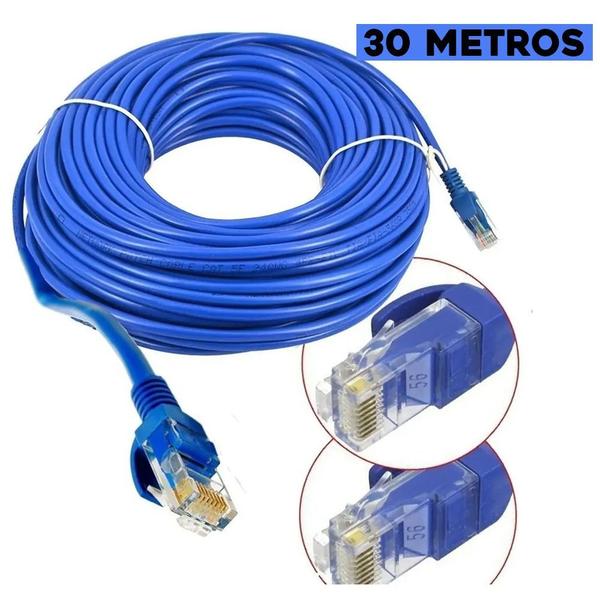 Imagem de Cabo De Rede 30 Metros RJ45 Fio Internet Grande Longo Montado Pronto Para Usar