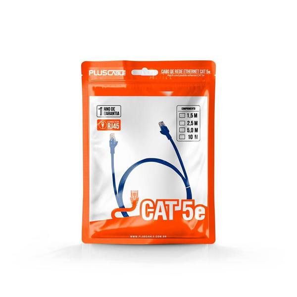 Imagem de Cabo de Rede Plus Cable Patch Cord, CAT.5E, 10M, Azul - PC-ETHU100BL