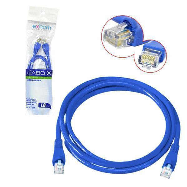 Imagem de Cabo de Rede RJ45 CAT5E azul 1M- Exbom CBX-N5C10