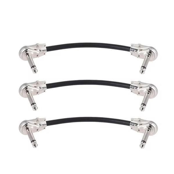 Imagem de Cabo de Remendo para Guitarra 15cm (6”) - Conector P2 (1/4”) - Jaqueta de PVC Preta