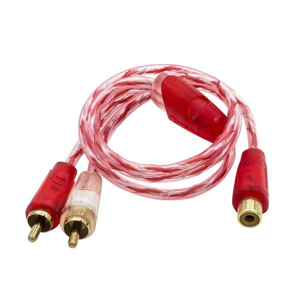 Cabo de Som Automotivo 2 RCA (M) X 1 RCA (F) 40 CM Bronze Cristal Stetsom Imagem de Cabo de Som Automotivo 2 RCA (M) X 1 RCA (F) 40 CM Bronze Cristal Stetsom