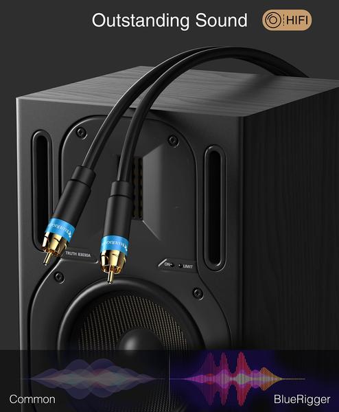 Imagem de Cabo de subwoofer BlueRigger RCA Audio 1,8 m com banhado a ouro