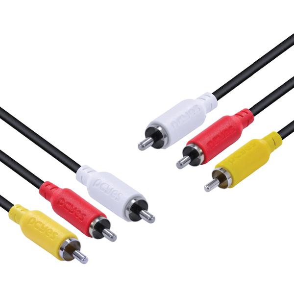 Imagem de Cabo De Vídeo Composto 3 Rca Macho Para 3 Rca Macho 28awg Puro Cobre 2 Metros - P3r-2