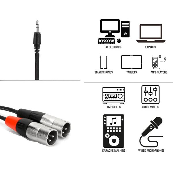 Imagem de Cabo Difusor Y Splitter P2 3.5Mm Trs X Xlr 3 Pin Duplo Macho