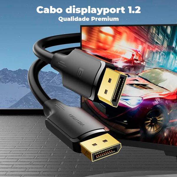 Imagem de Cabo Displayport 1.2 4k 60Hz e 1080p em 240hz 1,5m Vention