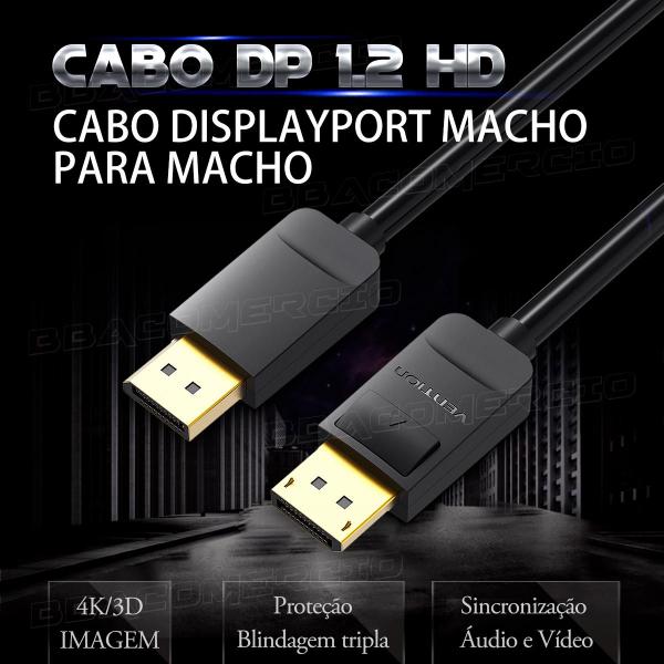 Imagem de Cabo Displayport 4k Gold Ultra Hd Gamer Vention 1 Um Metro