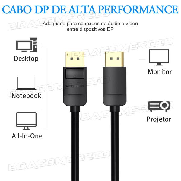 Imagem de Cabo Displayport 4k Gold Ultra Hd Gamer Vention 2 Metros