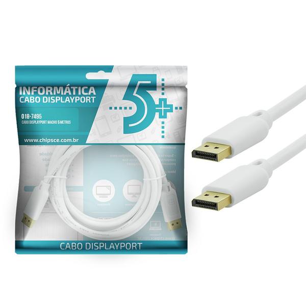 Imagem de Cabo DisplayPort + DisplayPort 1.2 Branco 5 Metros