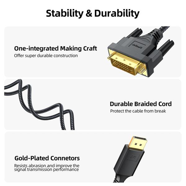 Imagem de Cabo DisplayPort para DVI DTeeDck 1,8 m 1080P @60Hz para monitor