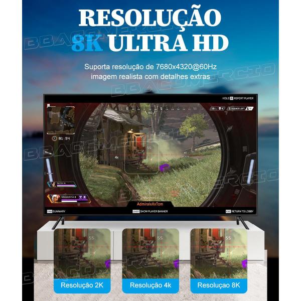 Cabo Displayport Vention 8k Ultra HD Speed 32gb Pc Gamer 3m Imagem de Cabo Displayport Vention 8k Ultra HD Speed 32gb Pc Gamer 3m