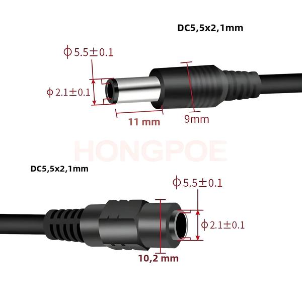 Imagem de Cabo Divisor De Energia DC 5,5x2,1mm 1 a 2 3 4 5 6 8 Vias 5V 12V Adaptador Para Luzes De Tira LED