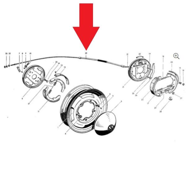 Imagem de Cabo do freio de mão traseiro direito ou esquerdo kombi 1600 1.6 1983 a 1996 (354cm)