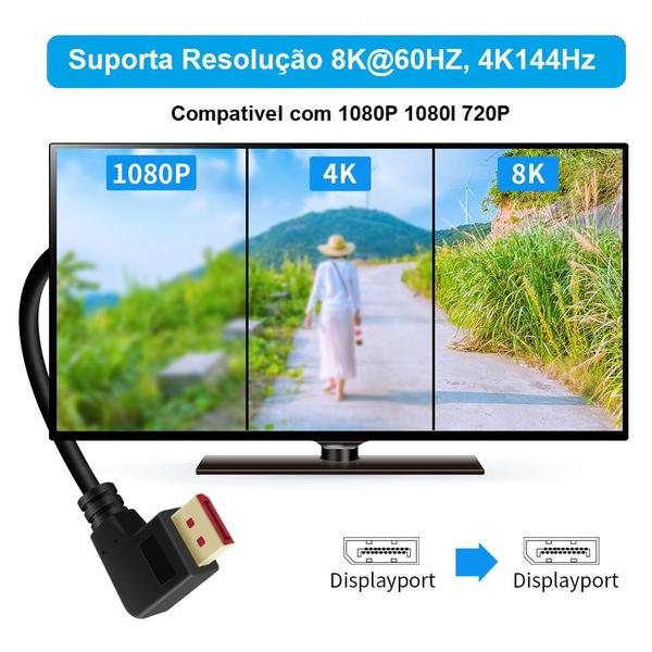 Imagem de Cabo DP Displayport 1,4 8K 60Hz 4k 144Hz HDR HDCP 2.2 1.8m J035