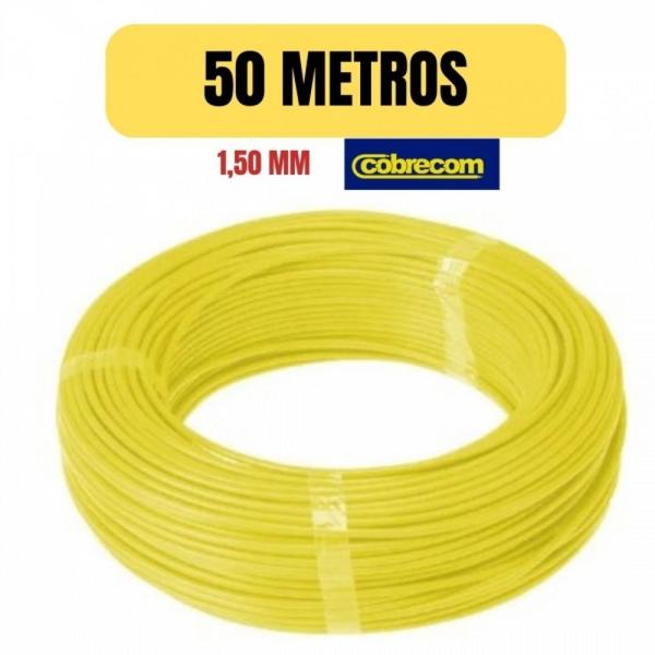 Imagem de Cabo eletrico flexivel 1,5mm amarelo 50 metro cobrecom imetro