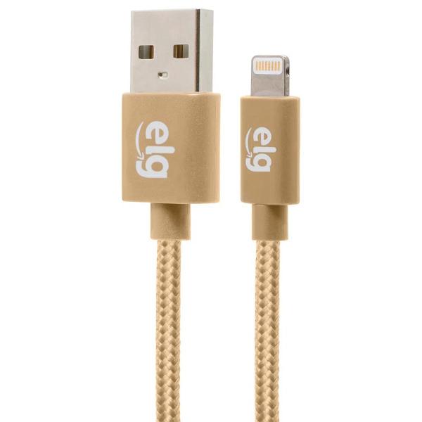 Imagem de Cabo Elg C810BG - USB/Lightning - 1 Metro - Nylon Trancado - Dourado