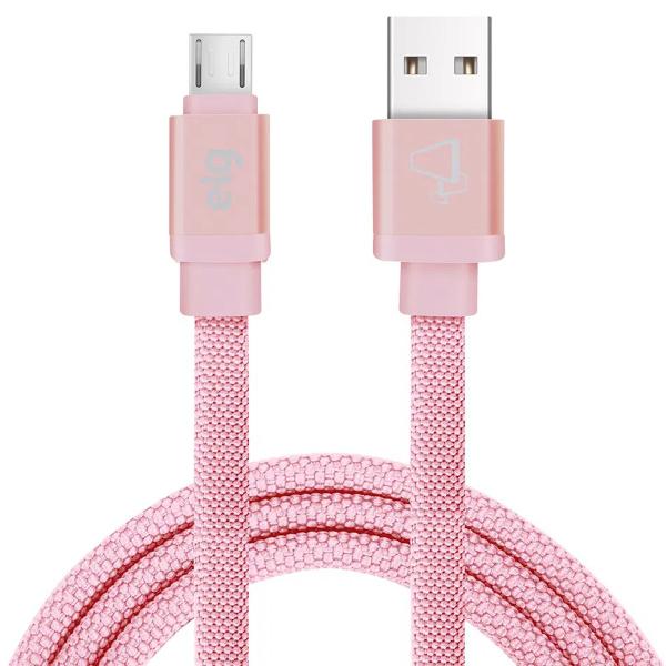 Imagem de Cabo Elg CNV510PK - USB/Micro USB - 1 Metro - Tecido Canvas - Rosa